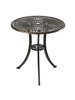 relaxdays Gartenmöbel<Gartentisch in Schwarz/ Bronze - (H)65 x Ø 60 cm