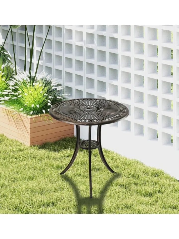 relaxdays Gartenmöbel<Gartentisch in Schwarz/ Bronze - (H)65 x Ø 60 cm
