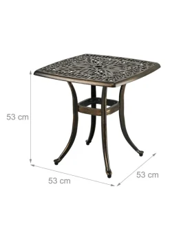 relaxdays Gartenmöbel<Gartentisch in Schwarz/ Bronze - (B)53 x (H)53 x (T)53 cm