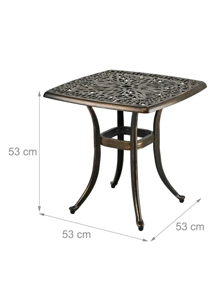 relaxdays Gartenmöbel<Gartentisch in Schwarz/ Bronze - (B)53 x (H)53 x (T)53 cm