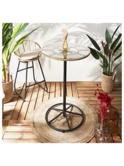 Garden Spirit Gartenmöbel<Gartentisch "Surabay" in Natur/ Schwarz - (H)100 x Ø 65 cm