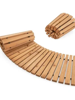 COSTWAY Gartendekoration<Gartenweg Holz ausrollbar 216x43cm in Beige
