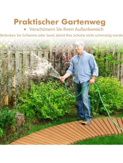 COSTWAY Gartendekoration<Gartenweg Holz ausrollbar 216x43cm in Beige