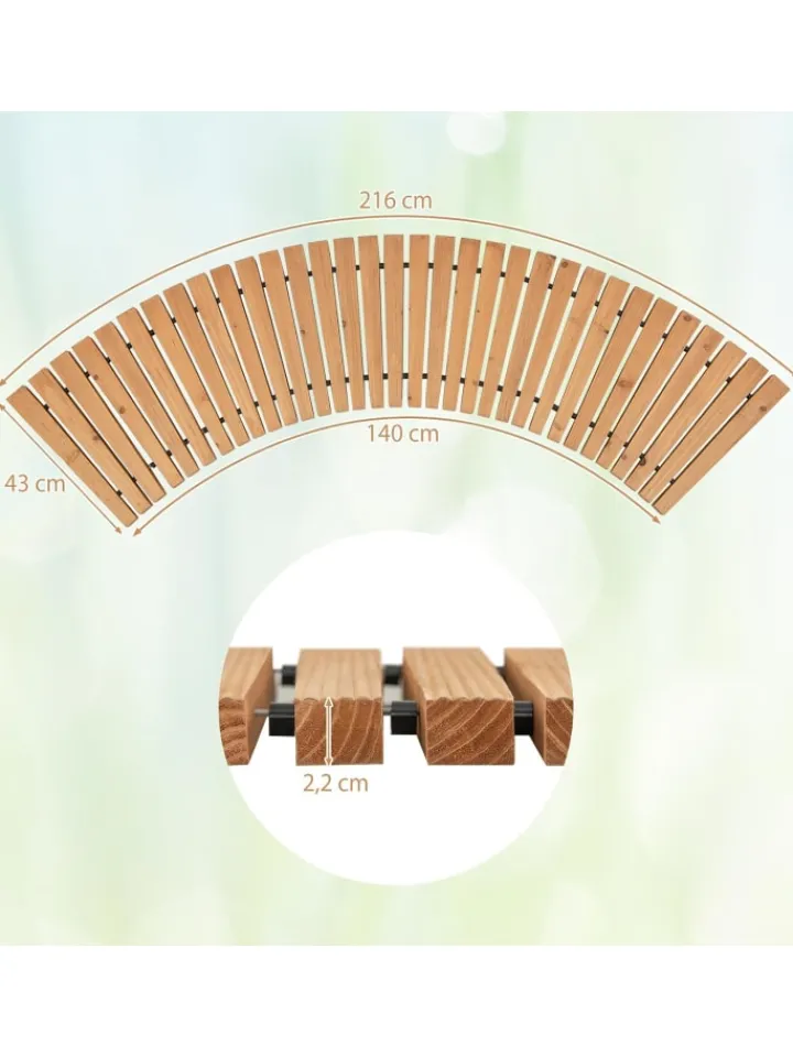 COSTWAY Gartendekoration<Gartenweg Holz ausrollbar 216x43cm in Beige