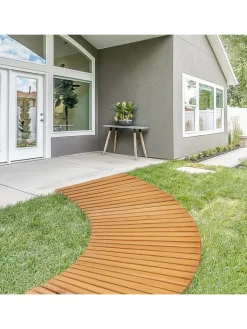 COSTWAY Gartendekoration<Gartenweg Holz ausrollbar 216x53cm in Beige