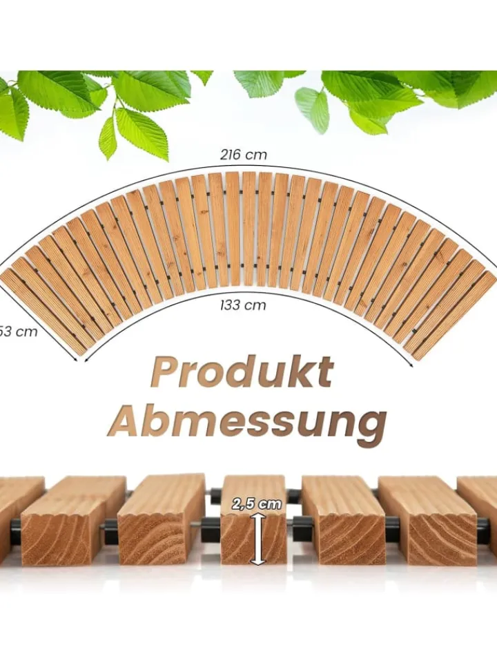 COSTWAY Gartendekoration<Gartenweg Holz ausrollbar 216x53cm in Beige