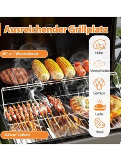 COSTWAY Grillen<Gasgrill mit 3 Brenner 7 kW in Schwarz