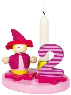 Goki Partyzubehör & -Dekoration<Geburtstagskerzenhalter "Kleines Mädchen" in Pink/ Rosa