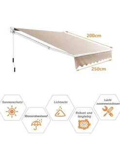 COSTWAY Gartenmöbel<Gelenkarmmarkise 2,5x2m in Beige