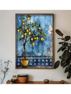 ABERTO DESIGN Wanddekoration<Gerahmter Holzkunstdruck - (L)70 x (B)50 cm