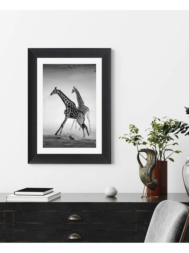 Ars Longa Wanddekoration<Gerahmter Kunstdruck "Running Giraffes" - (L)70 x (B)50 cm