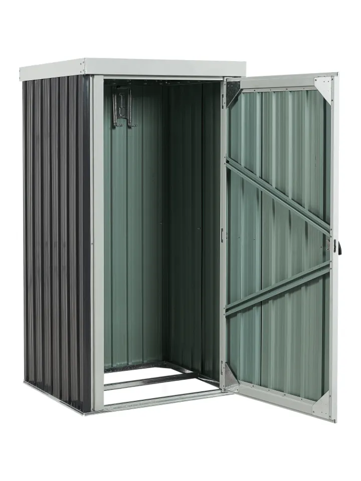Beliani Pflanzen & Zubehör<Gerätehaus mit Holzunterstand UMBRIA in Grau/Weiß