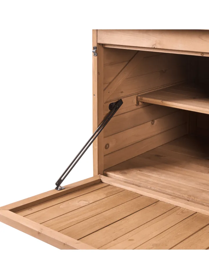 Beliani Pflanzen & Zubehör<Gerätehaus mit Holzunterstand TOFFIA in Braun - (W) 127 x (H) 160 x (L) 66 cm