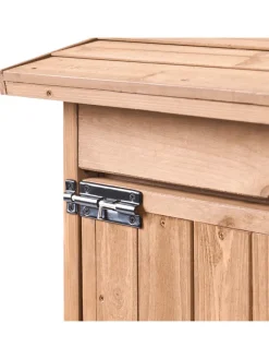 Beliani Pflanzen & Zubehör<Gerätehaus mit Holzunterstand TOFFIA in Braun - (W) 127 x (H) 160 x (L) 66 cm