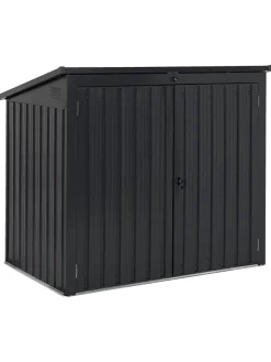 Beliani Pflanzen & Zubehör<Gerätehaus mit Holzunterstand MOENA in Grau - (W) 158 x (H) 134 x (L) 96 cm