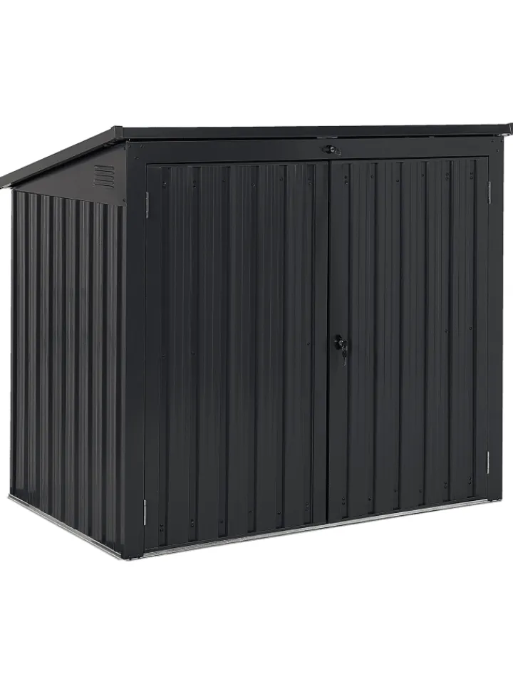 Beliani Pflanzen & Zubehör<Gerätehaus mit Holzunterstand MOENA in Grau - (W) 158 x (H) 134 x (L) 96 cm