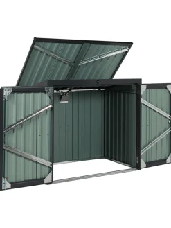 Beliani Pflanzen & Zubehör<Gerätehaus mit Holzunterstand MOENA in Grau - (W) 158 x (H) 134 x (L) 96 cm