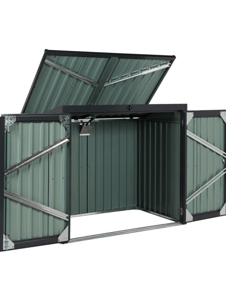 Beliani Pflanzen & Zubehör<Gerätehaus mit Holzunterstand MOENA in Grau - (W) 158 x (H) 134 x (L) 96 cm