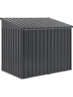 Beliani Pflanzen & Zubehör<Gerätehaus mit Holzunterstand MOENA in Grau - (W) 158 x (H) 134 x (L) 96 cm