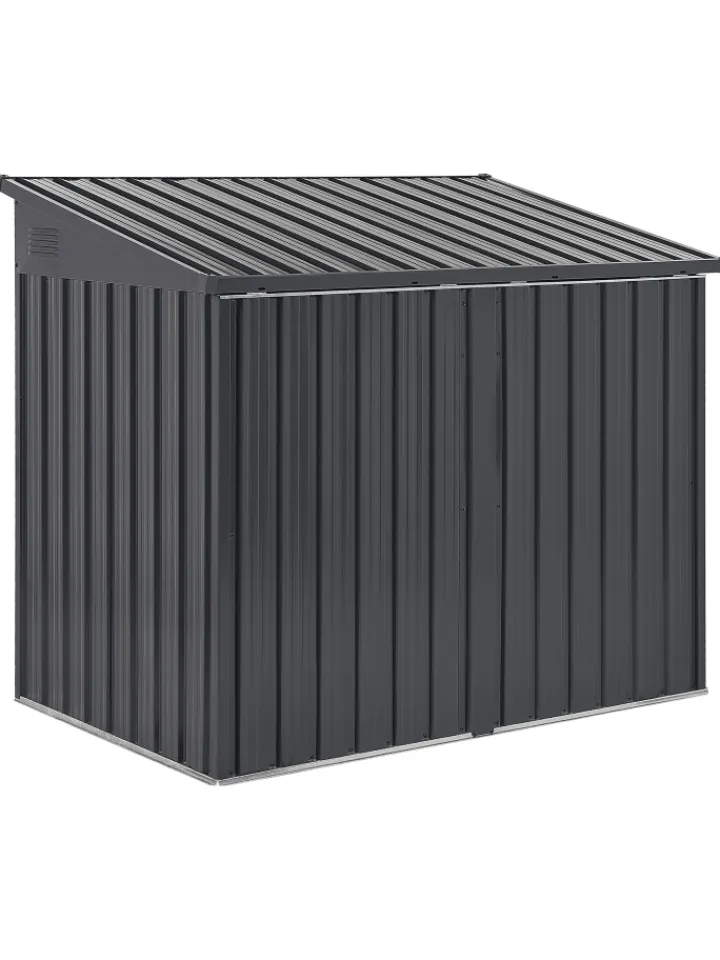 Beliani Pflanzen & Zubehör<Gerätehaus mit Holzunterstand MOENA in Grau - (W) 158 x (H) 134 x (L) 96 cm