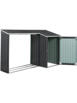 Beliani Pflanzen & Zubehör<Gerätehaus mit Holzunterstand AOSTA in Grau - (W) 270 x (H) 158 x (L) 105 cm