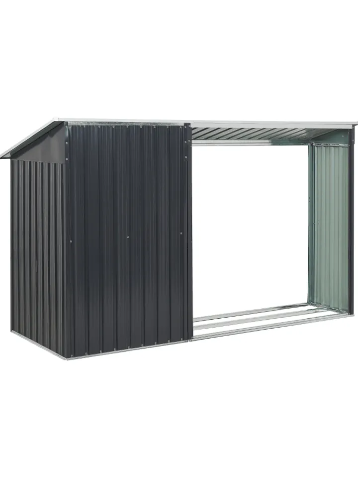 Beliani Pflanzen & Zubehör<Gerätehaus mit Holzunterstand AOSTA in Grau - (W) 270 x (H) 158 x (L) 105 cm