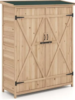 COSTWAY Pflanzen & Zubehör<Geräteschuppen Holz 140 x 51 x 163 cm in Hellbraun