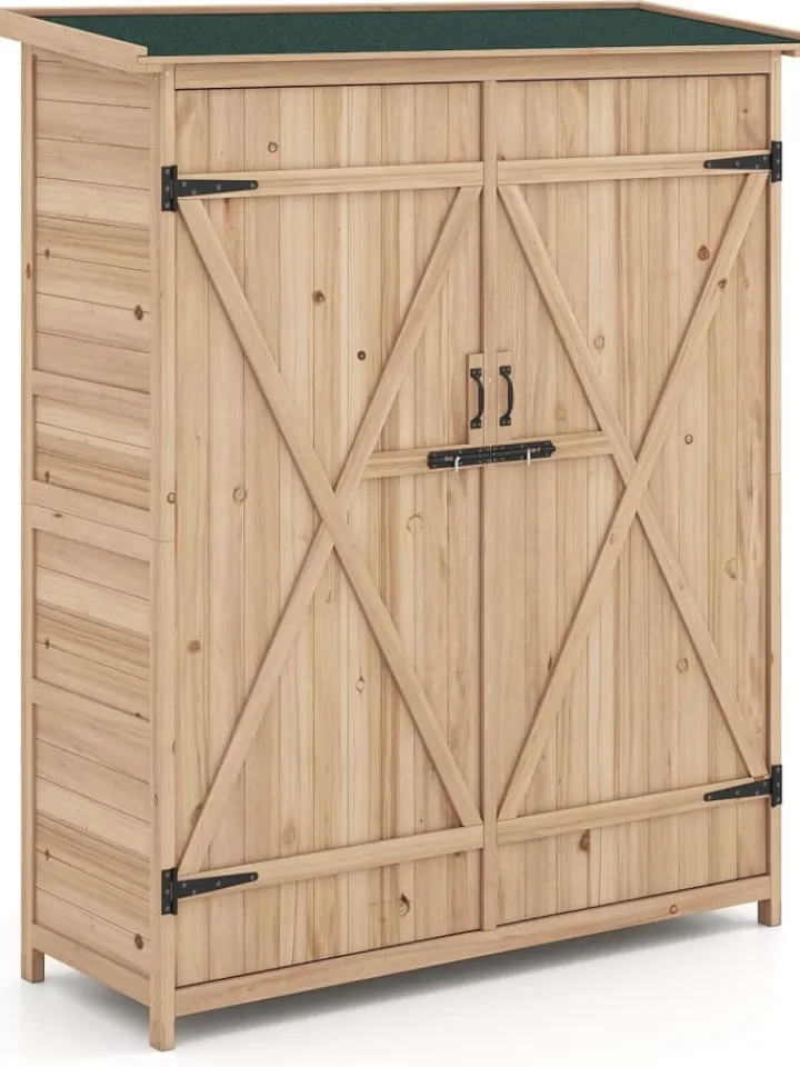 COSTWAY Pflanzen & Zubehör<Geräteschuppen Holz 140 x 51 x 163 cm in Hellbraun