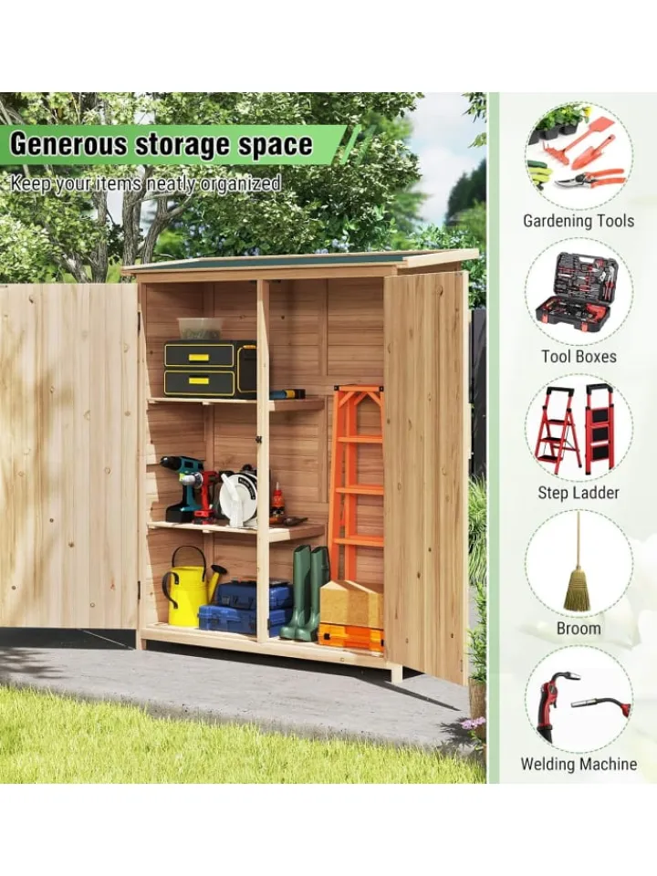 COSTWAY Pflanzen & Zubehör<Geräteschuppen Holz 140 x 51 x 163 cm in Hellbraun
