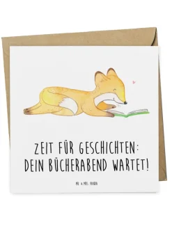 Mr. & Mrs. Panda Sonstige Gutscheine<Geschenkkarte Bücherabend Geschichten mit Spruch in Weiß