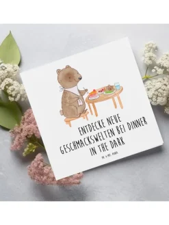 Mr. & Mrs. Panda Sonstige Gutscheine<Geschenkkarte Dinner in the Dark mit Spruch in Weiß