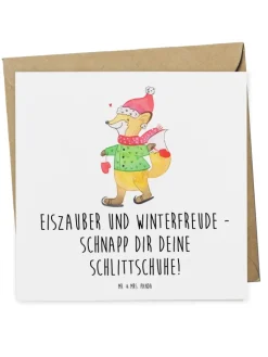 Mr. & Mrs. Panda Sonstige Gutscheine<Geschenkkarte Winter Schlittschuhlaufen mit Spruch in Weiß