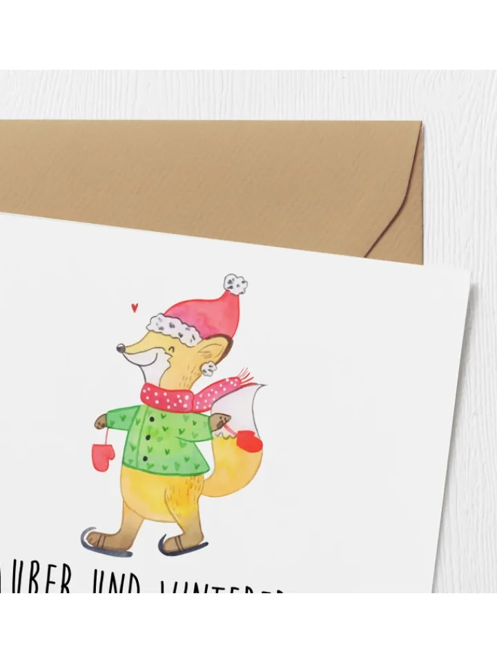 Mr. & Mrs. Panda Sonstige Gutscheine<Geschenkkarte Winter Schlittschuhlaufen mit Spruch in Weiß