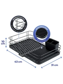 Wenko Weitere Haushaltshelfer<Geschirrständer in Schwarz - (B)43 x (H)10 x (T)31 cm