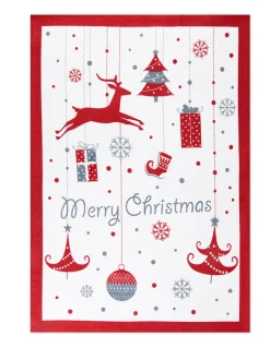 Trendy Kitchen by EXCÉLSA Küchentextilien<Geschirrtuch "Merry Christmas" in Weiß/ Rot - (L)70 x (B)50 cm