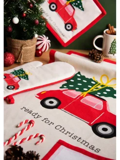 Trendy Kitchen by EXCÉLSA Küchentextilien|Tisch- & Küchentextilien<Geschirrtuch "Ready for Christmas" in Creme/ Rot - (L)70 x (B)50 cm