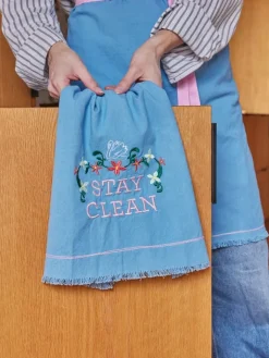 Rice Küchentextilien|Tisch- & Küchentextilien<Geschirrtuch "Stay Clean" in Blau - (L)70 x (B)50 cm