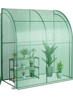 COSTWAY Pflanzen & Zubehör<Gewächshaus begehbar mit drei Regalebenen 200x100x215cm in Grün