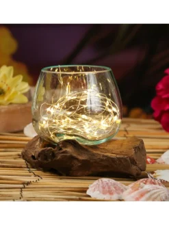 MARELIDA Dekoschalen<Glasschale Dekoschale Wurzelholz Unikat D: 14cm in natur