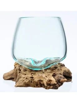 MARELIDA Dekoschalen<Glasschale Dekoschale Wurzelholz Unikat D: 15cm in natur