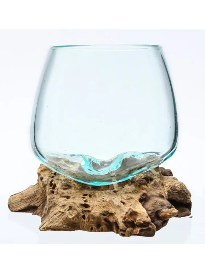 MARELIDA Dekoschalen<Glasschale Dekoschale Wurzelholz Unikat D: 15cm in natur