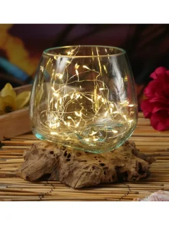 MARELIDA Dekoschalen<Glasschale Dekoschale Wurzelholz Unikat D: 15cm in natur