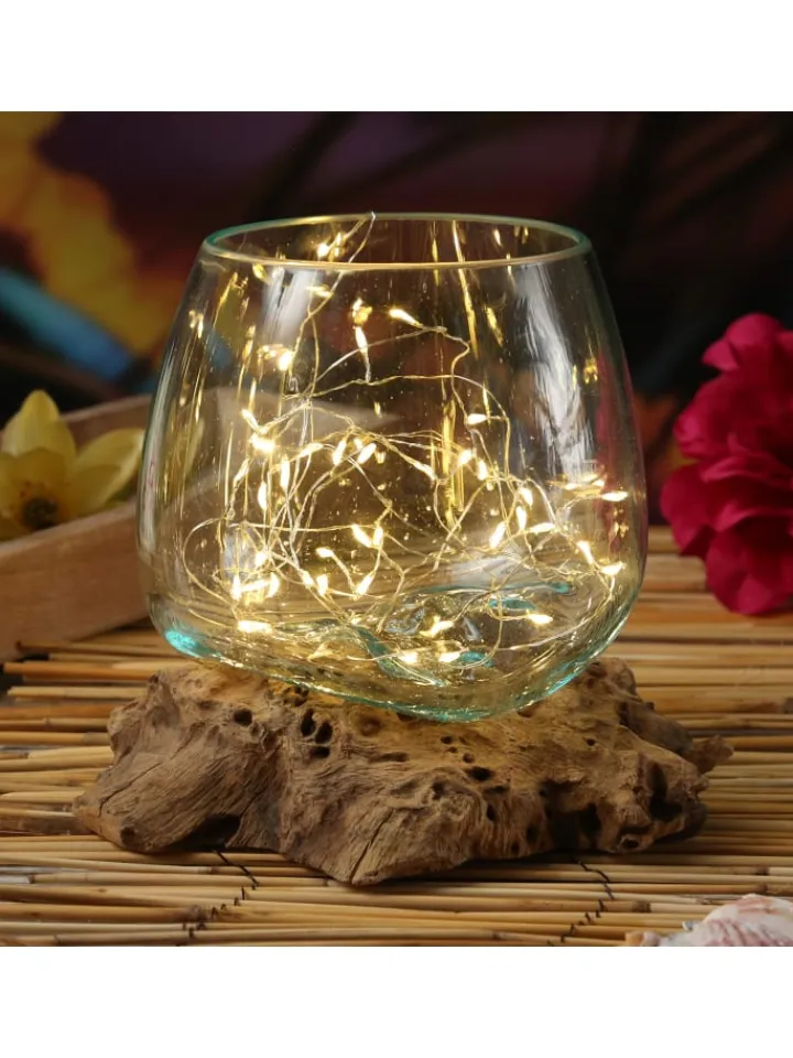 MARELIDA Dekoschalen<Glasschale Dekoschale Wurzelholz Unikat D: 15cm in natur