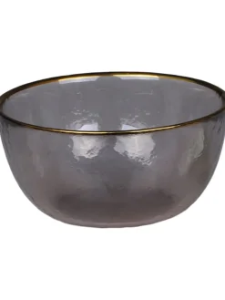 Chic Antique Dekoschalen<Glasschale mit Goldrand in Grau | Gold