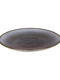 Chic Antique Dekoschalen<Glasteller mit Goldrand in Grau | Gold