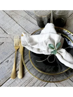 Chic Antique Dekoschalen<Glasteller mit Goldrand in Grau | Gold