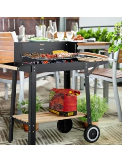 relaxdays Grillen<Grill in Schwarz - (B)86 x (H)80,5 x (T)42 cm