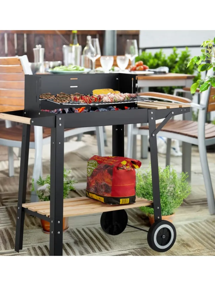 relaxdays Grillen<Grill in Schwarz - (B)86 x (H)80,5 x (T)42 cm