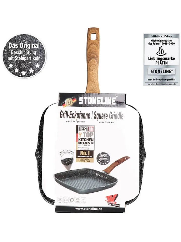 Stoneline Kochgeschirr<Grillpfanne ''Back to Nature'' in Schwarz - (L)28 x (B)28 cm