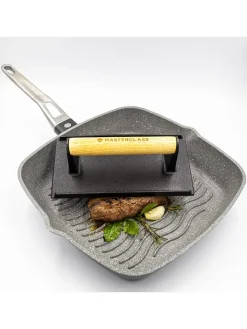 MasterClass Grillen<Grillpresse in Schwarz/ Hellbraun - (L)21 x (B)11 cm